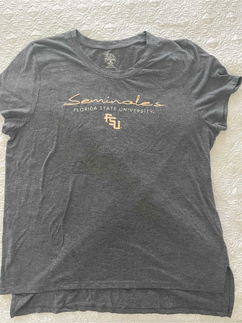 Rivalry Threads Gray Florida State Seminoles Tee with Gold Print